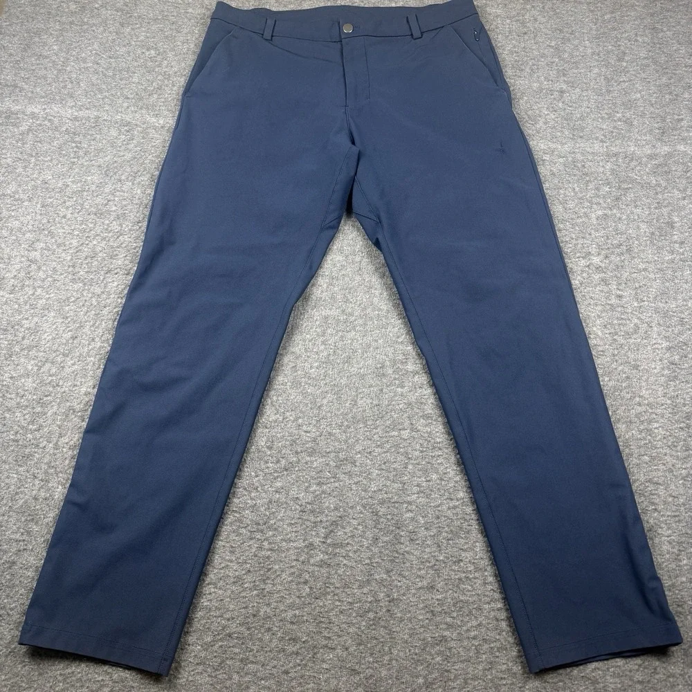 Lululemon Pants Mens 34x30 Blue Warpstreme Commission Stretch Golf *DISTRESSED